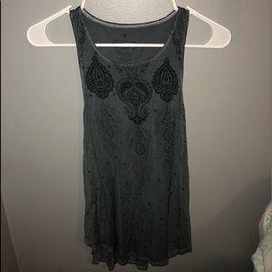 blue and navy blue top